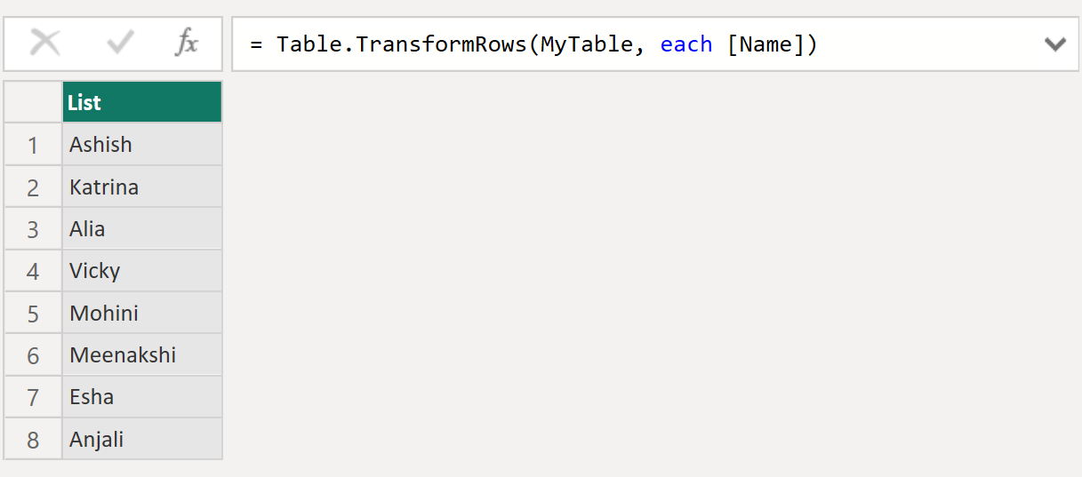 Table.TransformRows function in Power Query Table.TransformRows function in Power Query