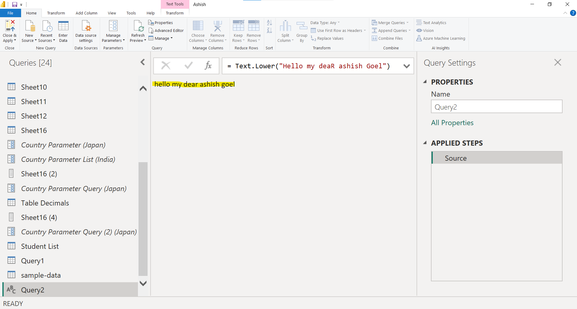 Text.Lower function in Power Query Text.Lower function in Power Query