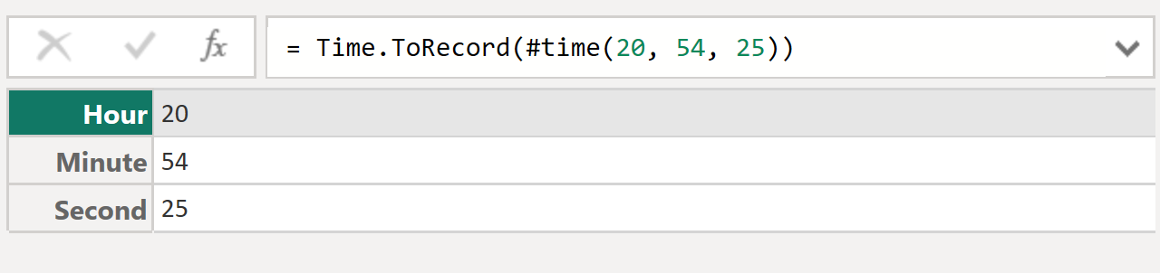 Time.ToRecord function in Power Query