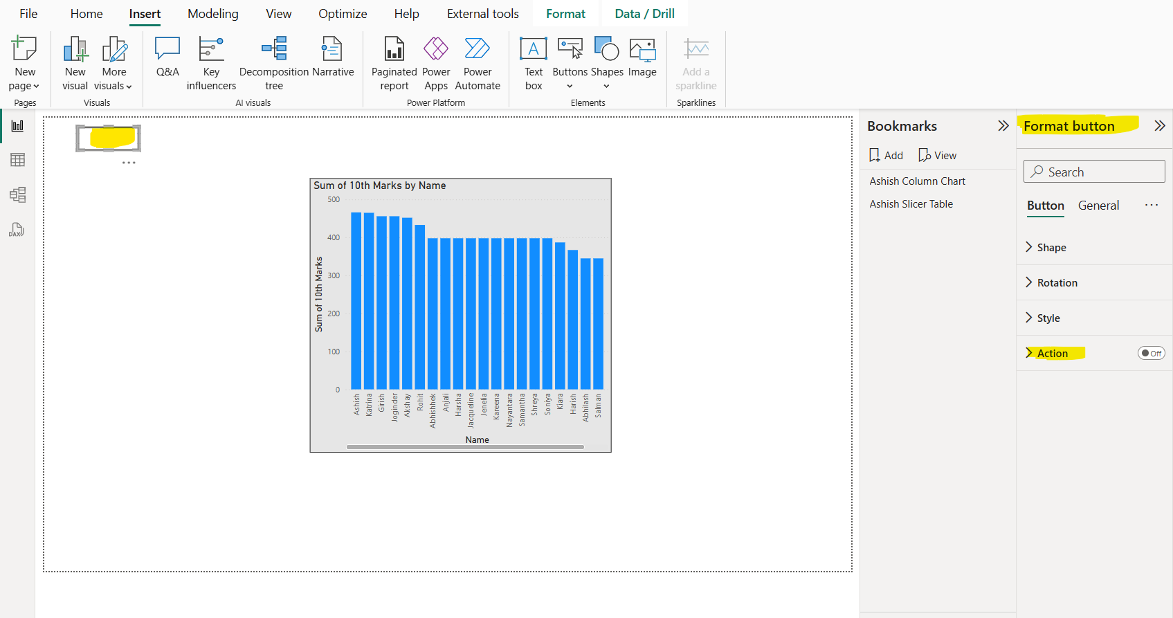 Assign Bookmarks in Power BI