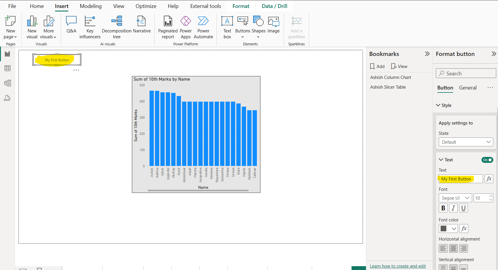 Assign Bookmarks in Power BI