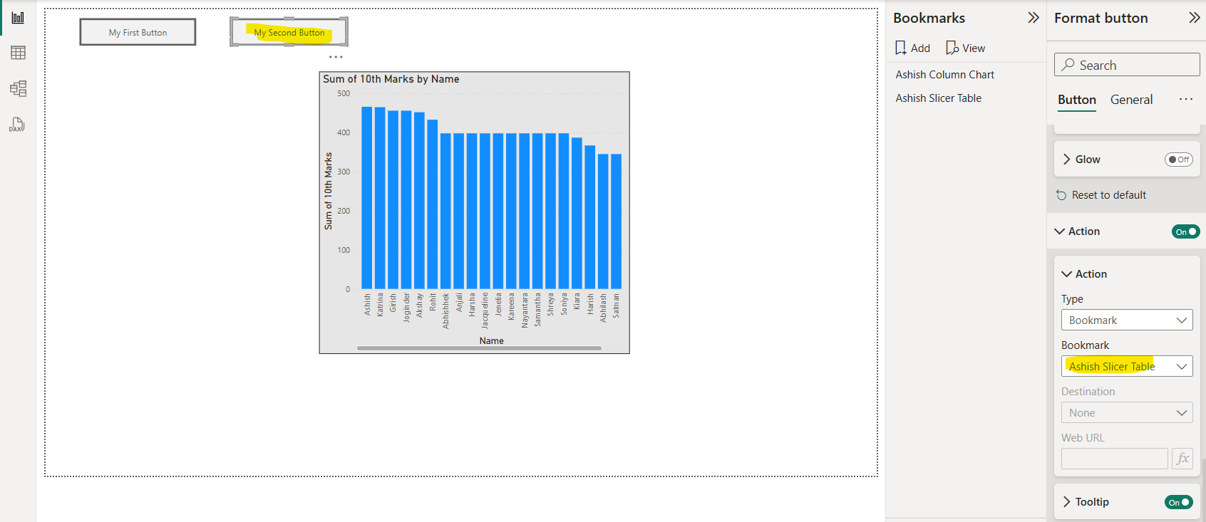 Assign Bookmarks in Power BI