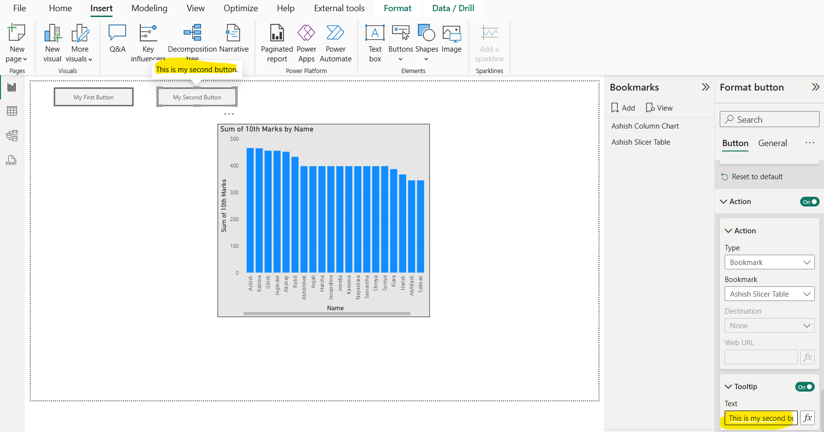 Assign Bookmarks in Power BI