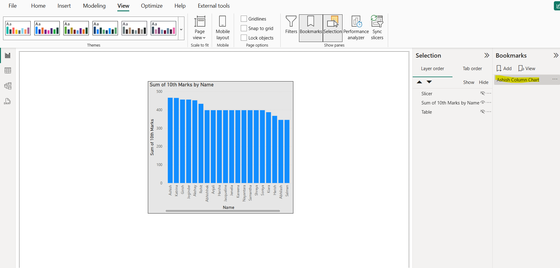 Bookmarks in Power BI