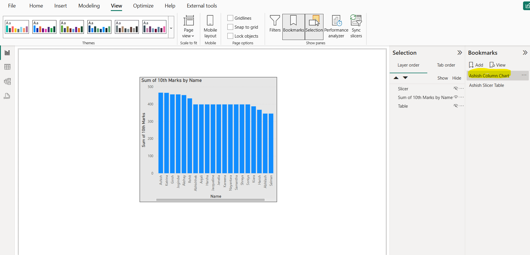 Bookmarks in Power BI