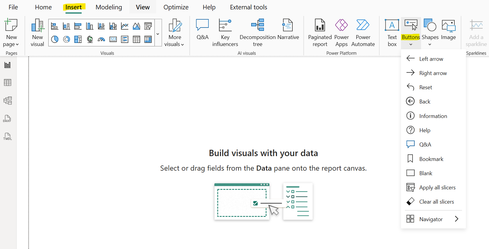 Buttons in Power BI Desktop