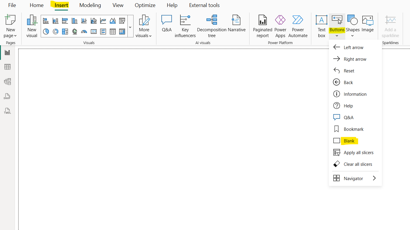 Buttons in Power BI Desktop