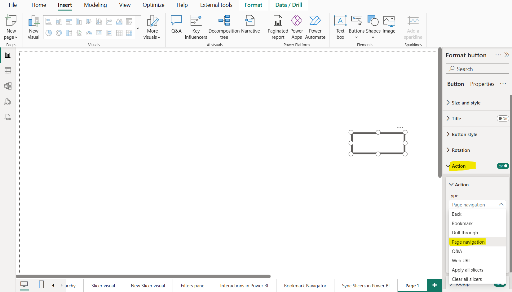 Buttons in Power BI Desktop