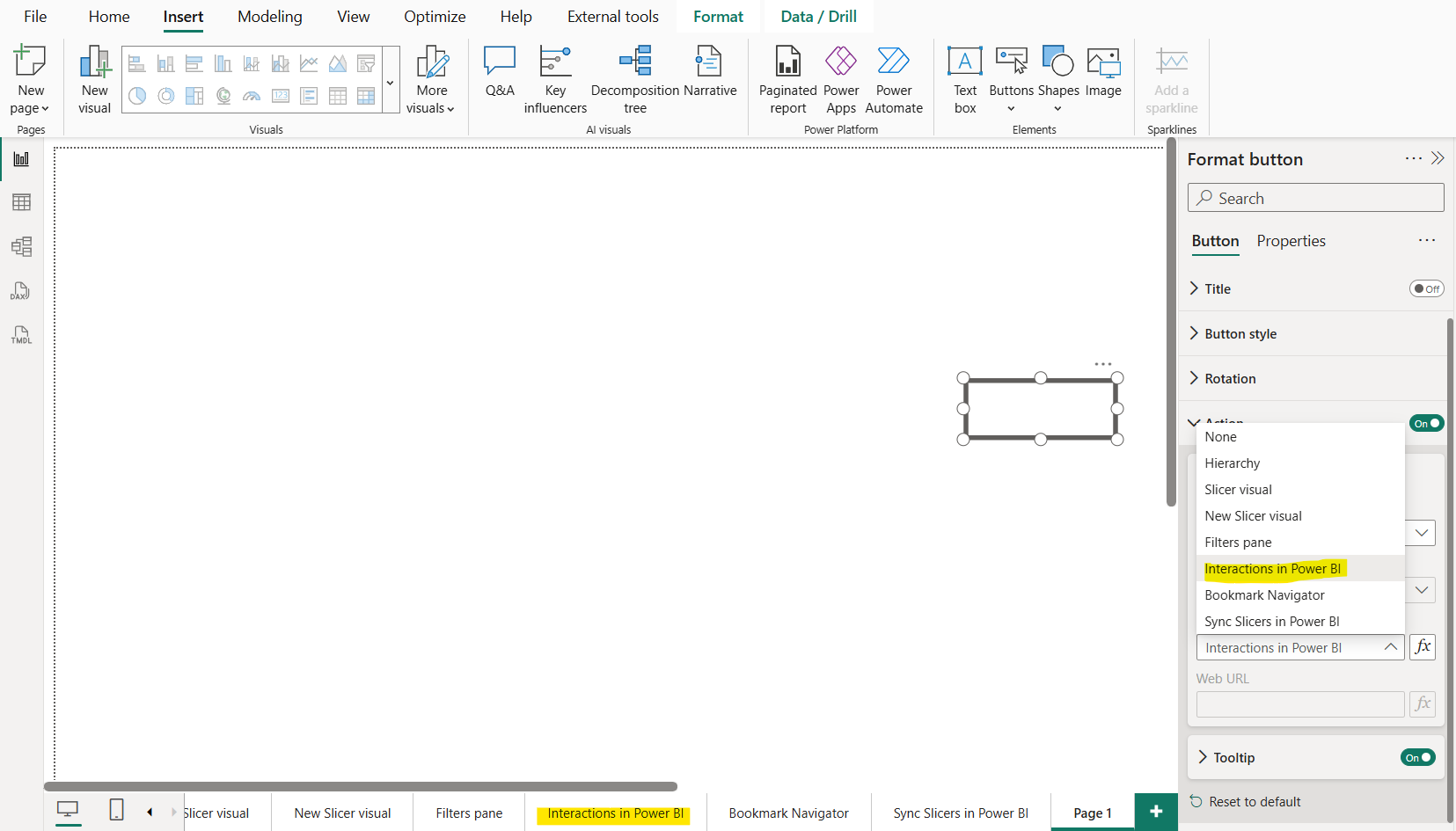Buttons in Power BI Desktop