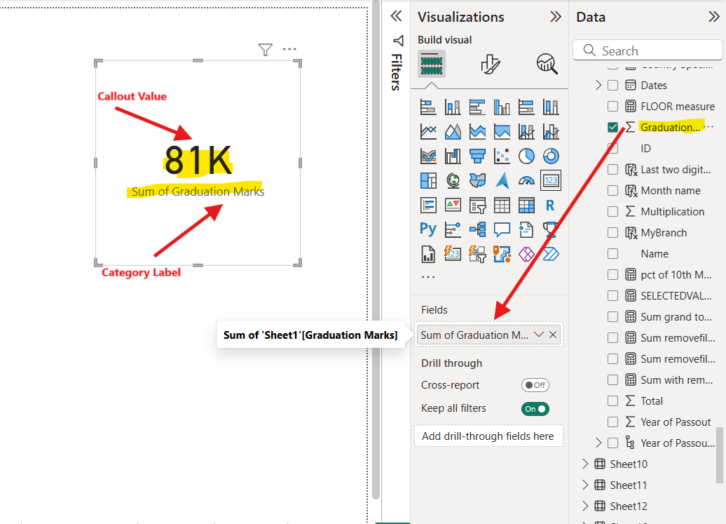 Card visualization in Power BI