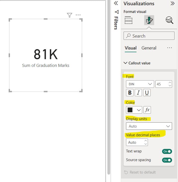 Card visualization in Power BI