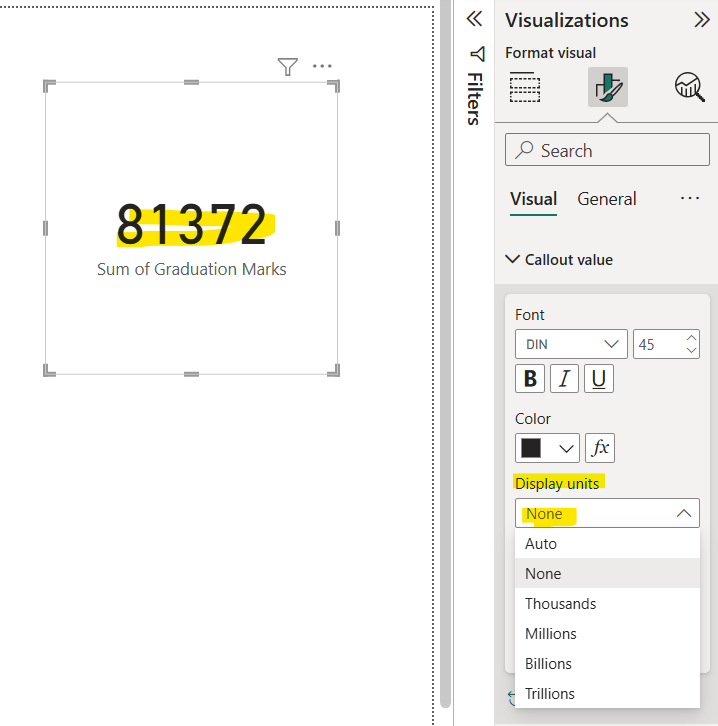Card visualization in Power BI