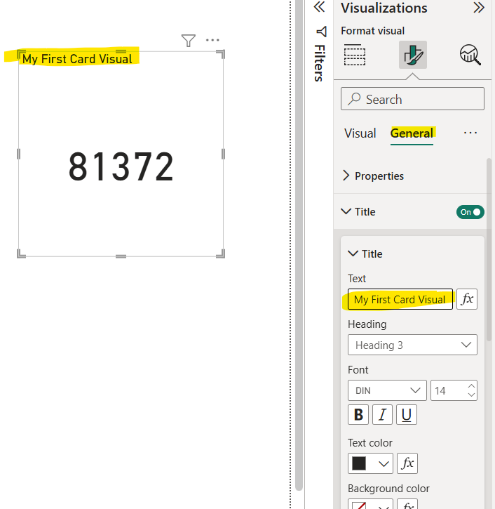 Card visualization in Power BI