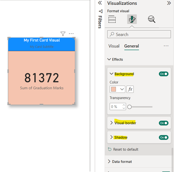 Card visualization in Power BI