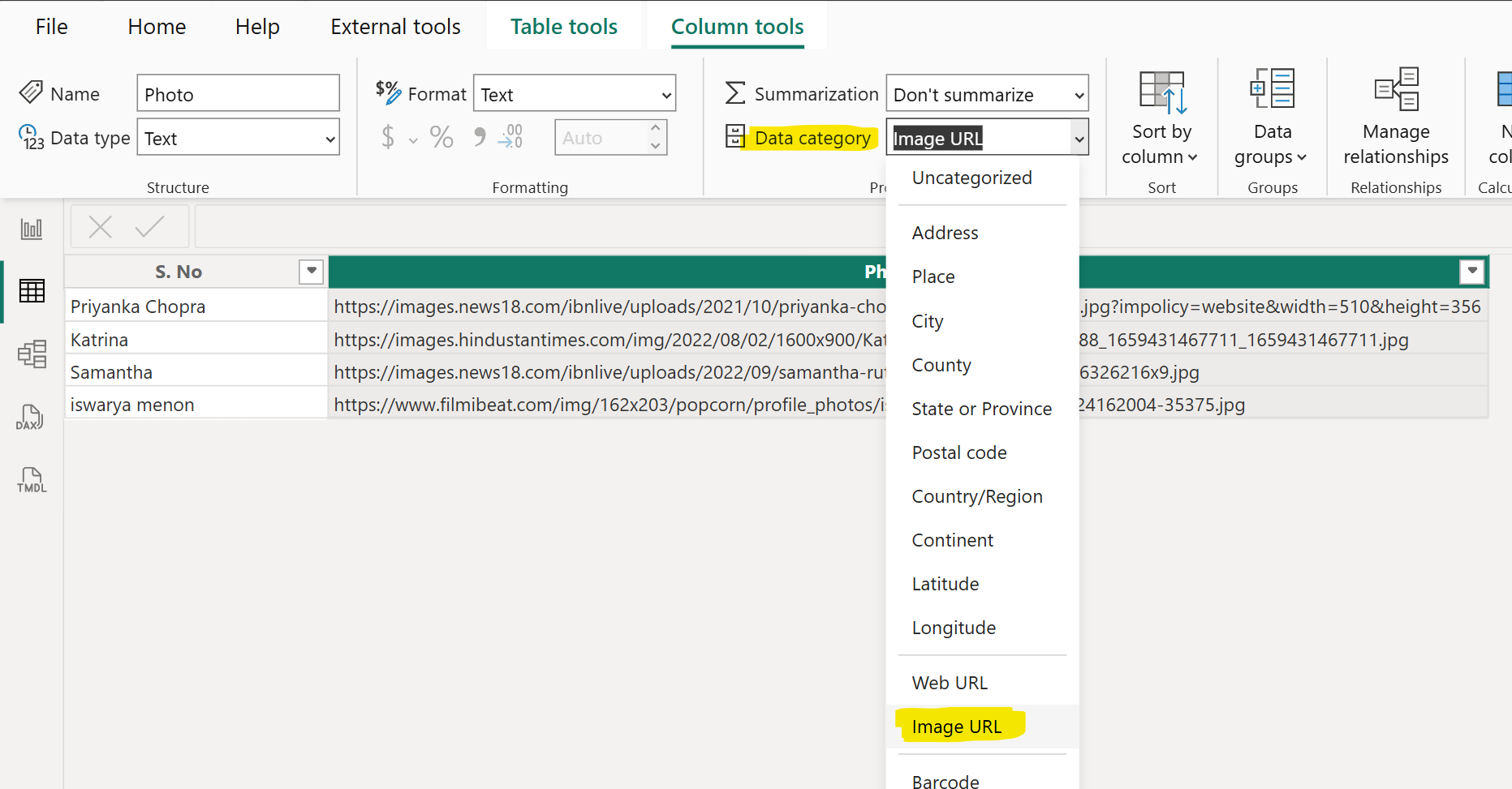 Display Image using URL in Power BI Report
