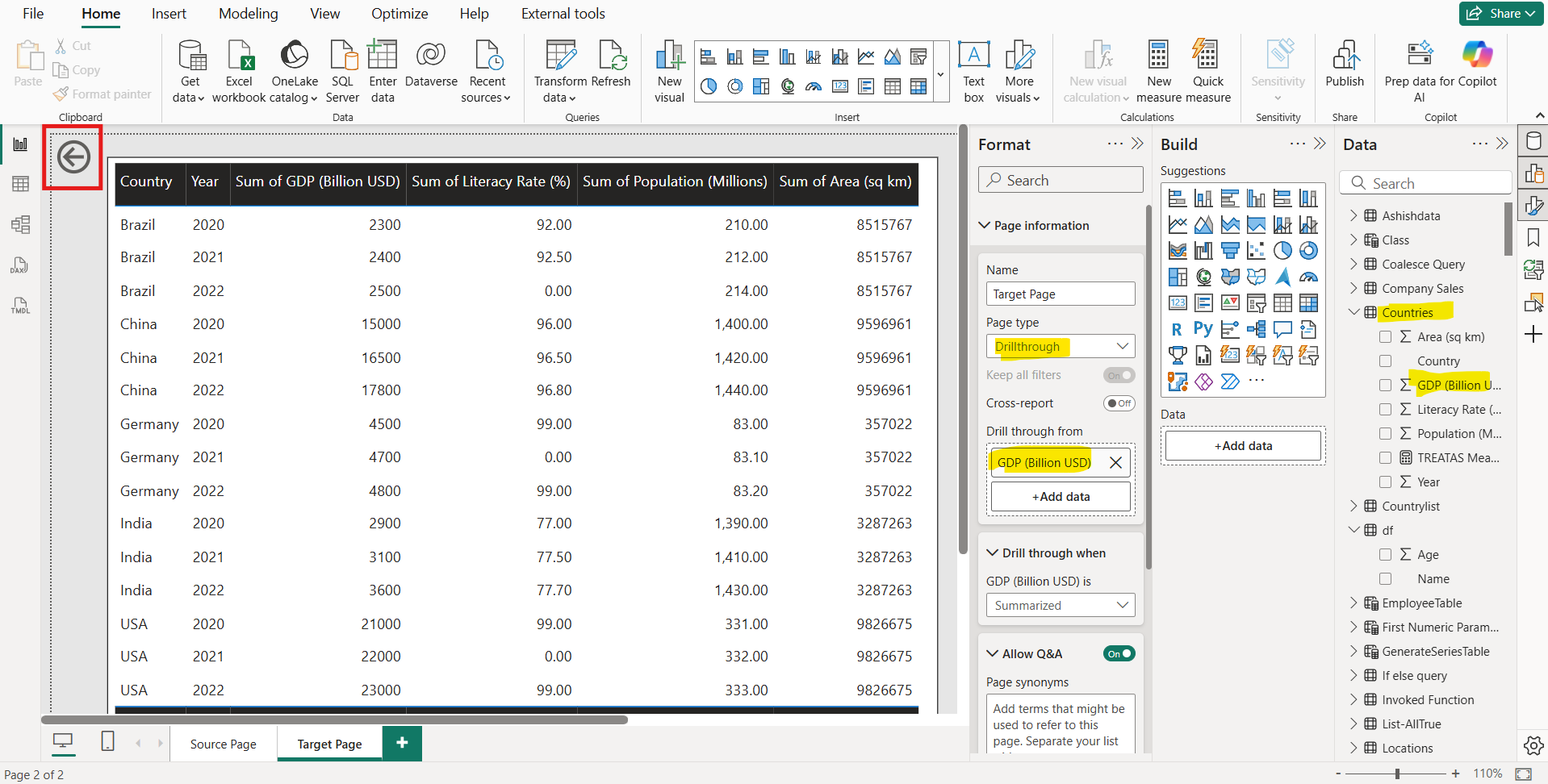 Drillthrough in Power BI Desktop
