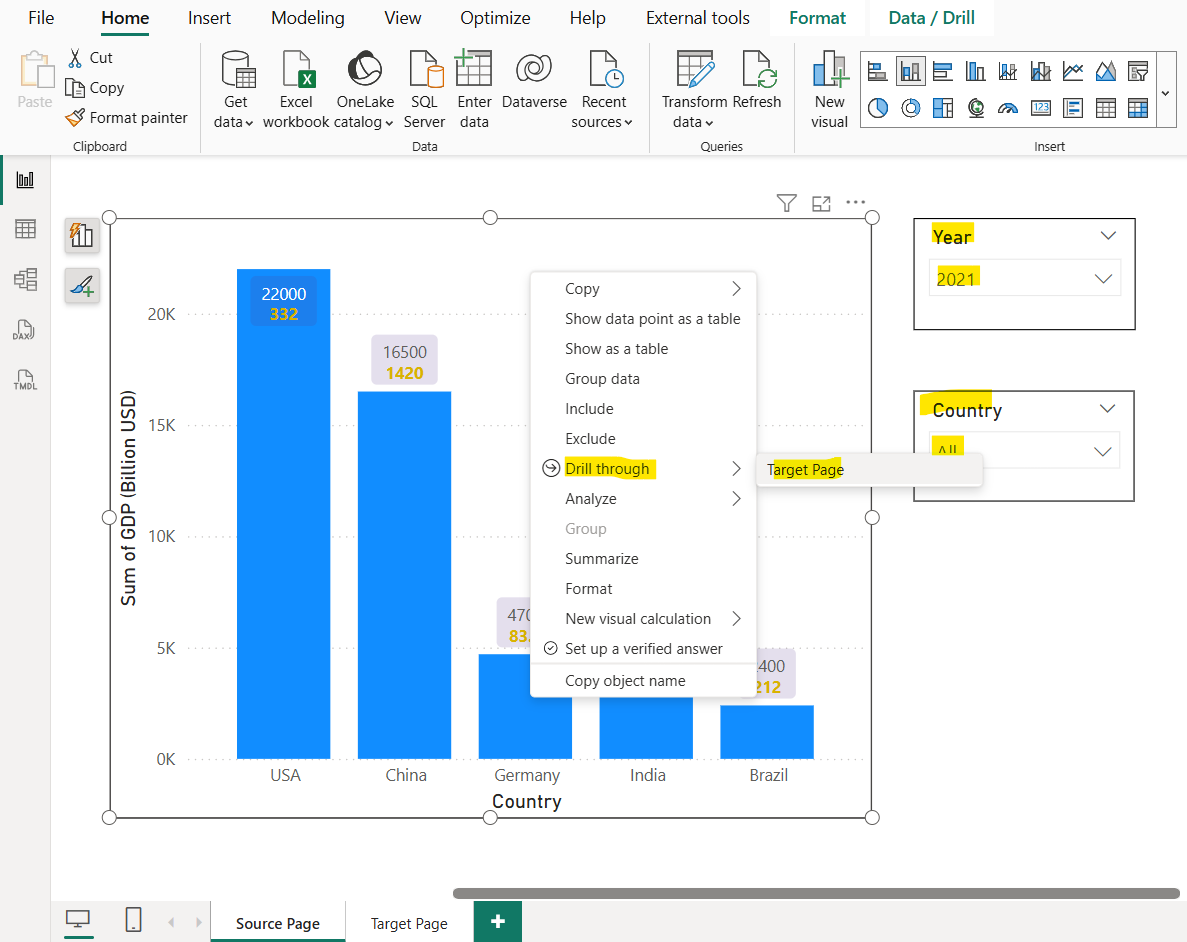 Drillthrough in Power BI Desktop