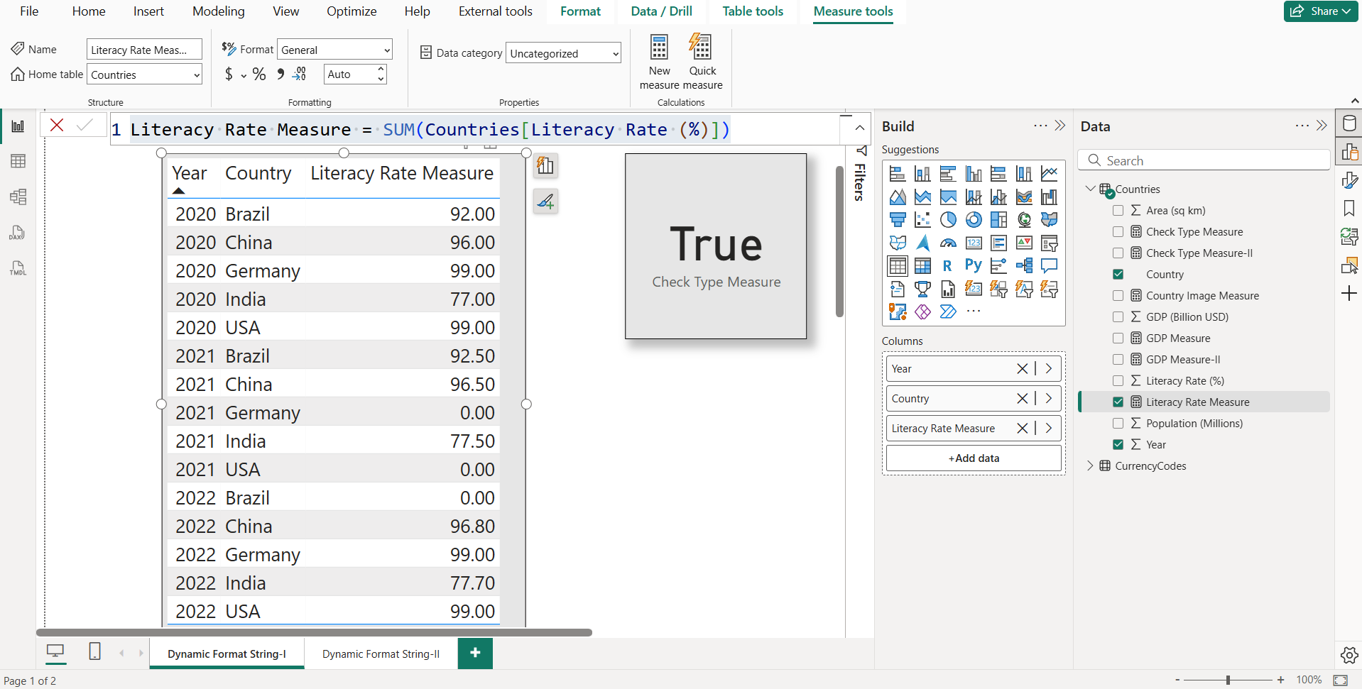 Dynamic format string for measures in Power BI