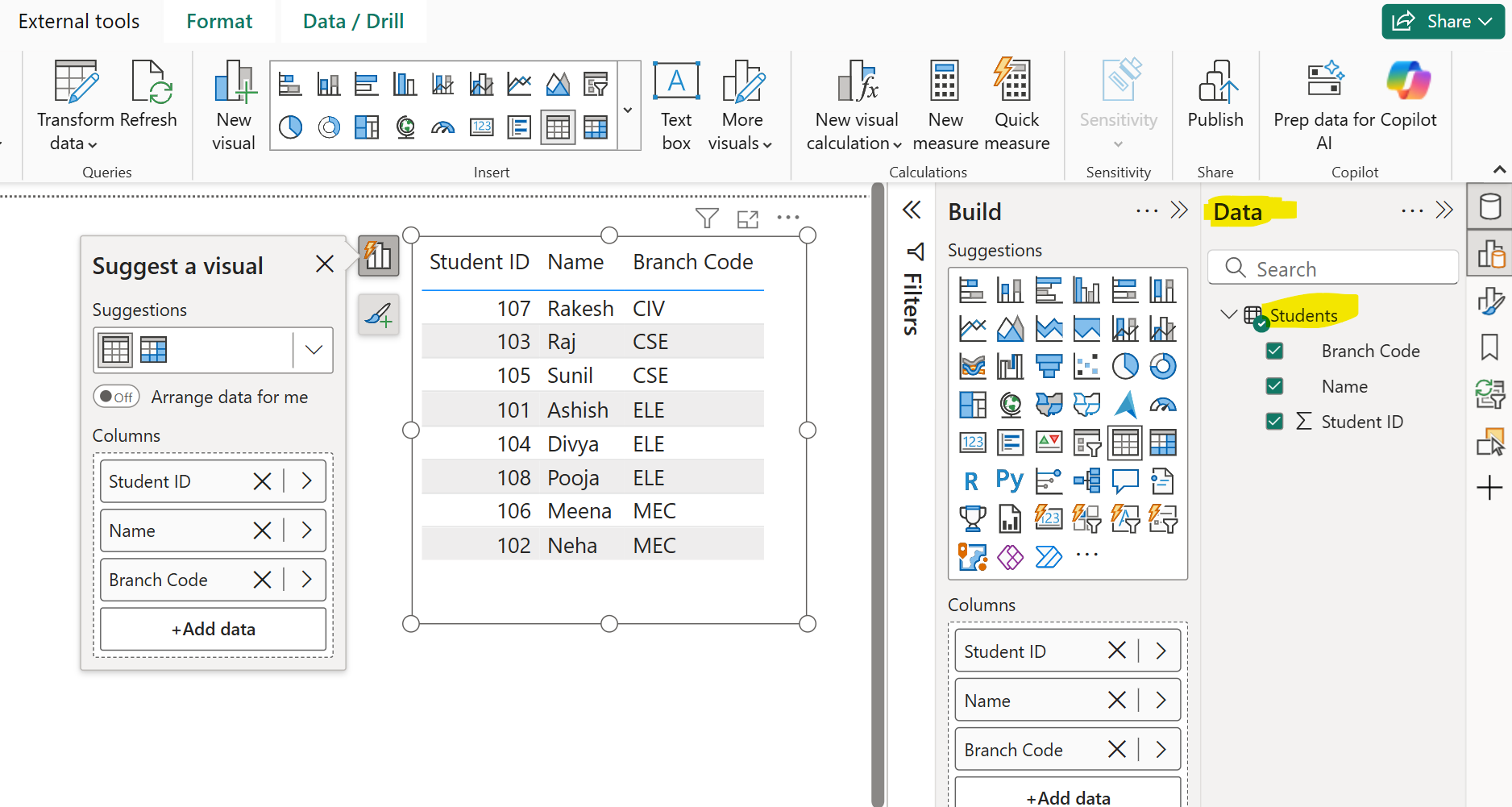 Enter data in Power BI