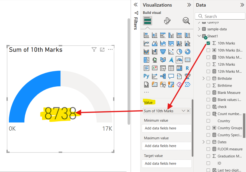 Gauge chart in Power BI