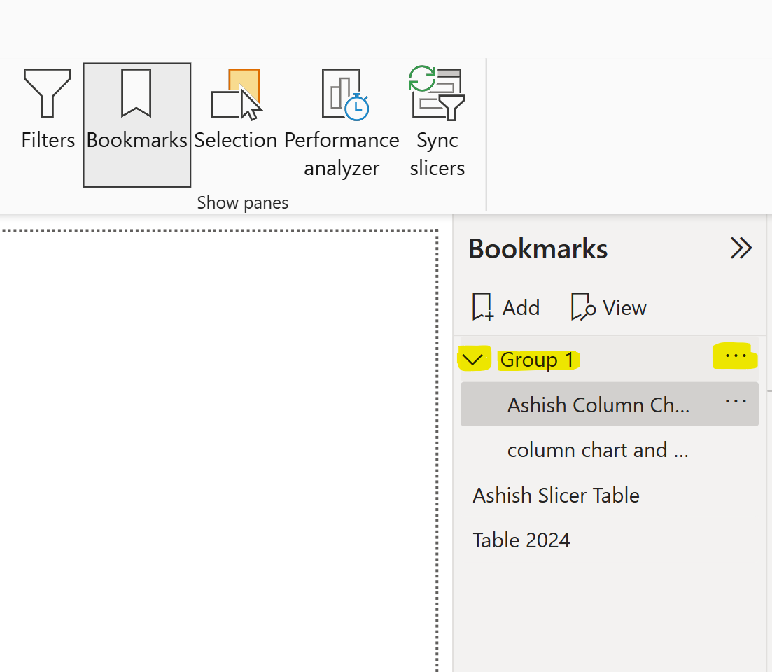 Group and Ungroup Bookmarks in Power BI