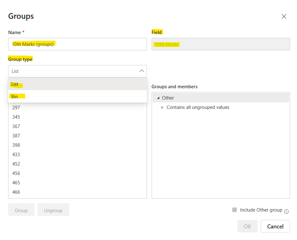 Grouping and Binning in Power BI