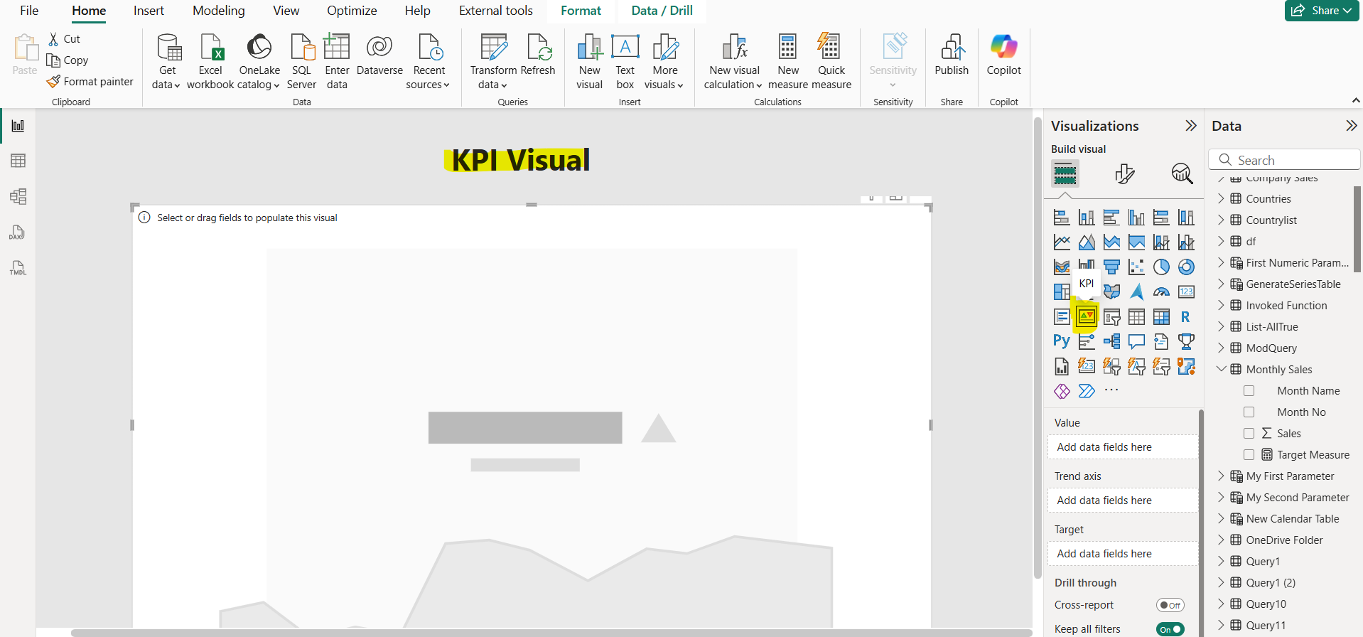 KPI visual in Power BI