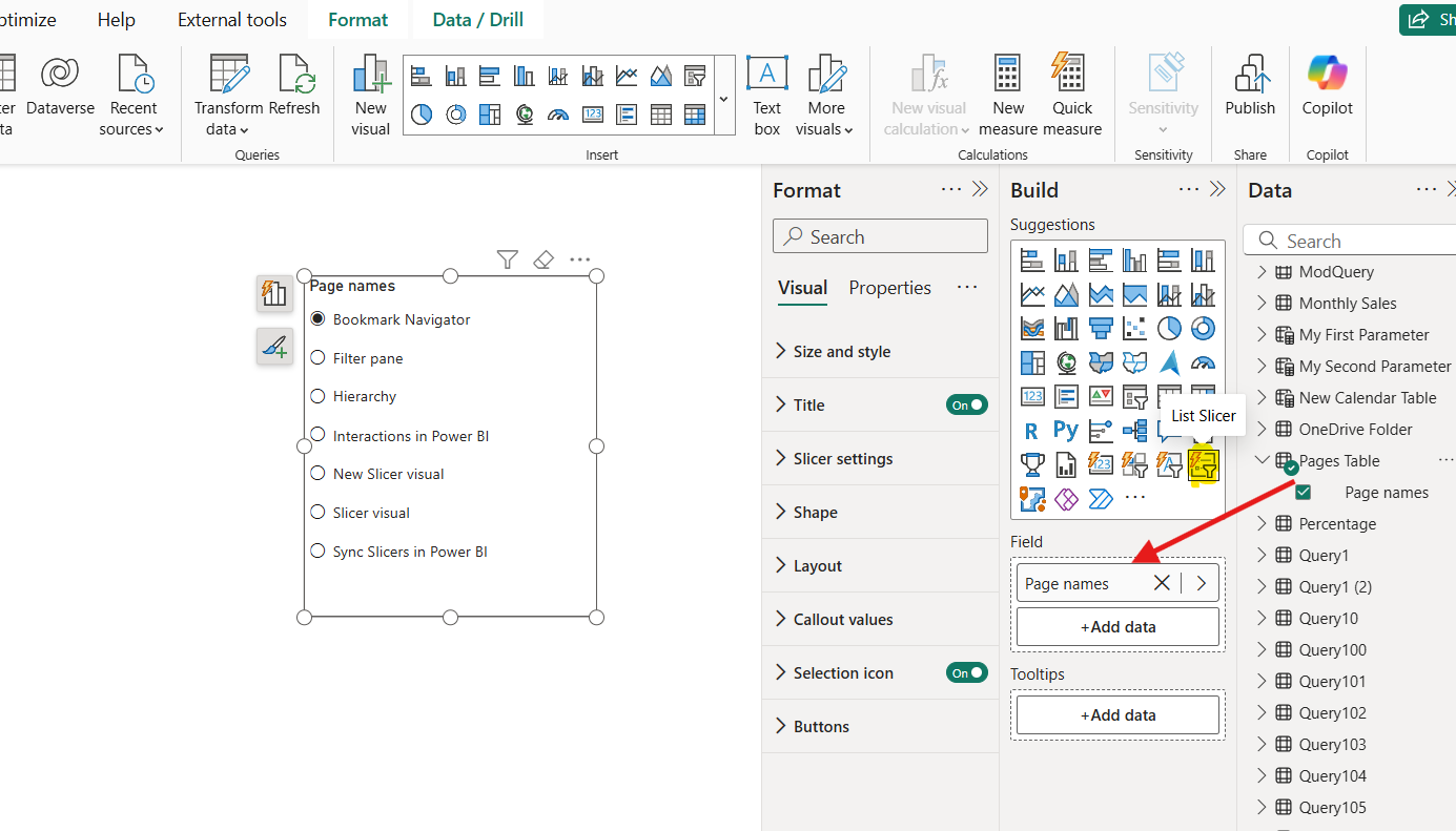 List Slicer in Power BI