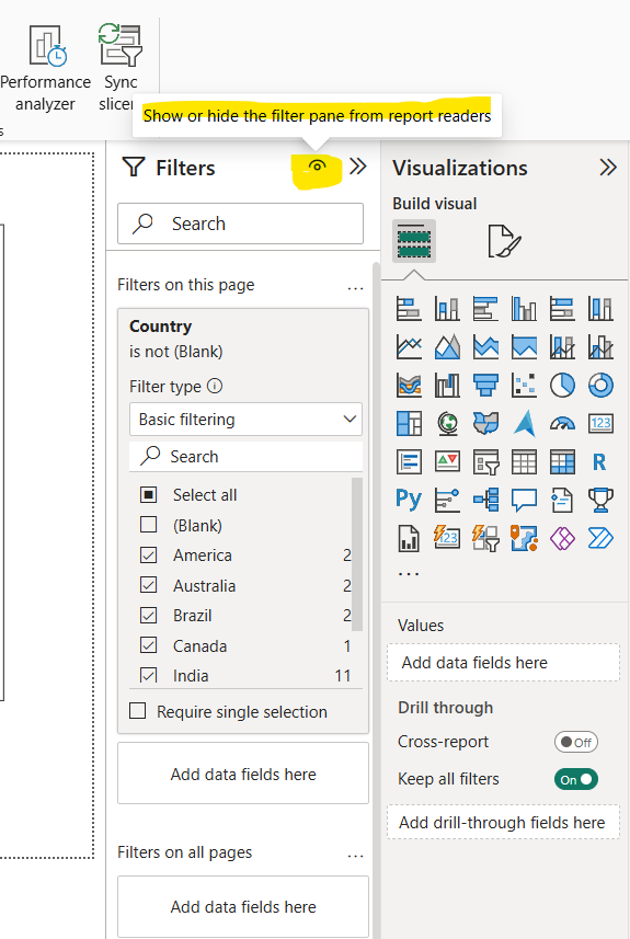 Filters Pane in the Power BI