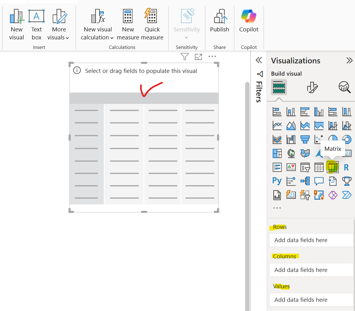 Matrix visual in Power BI