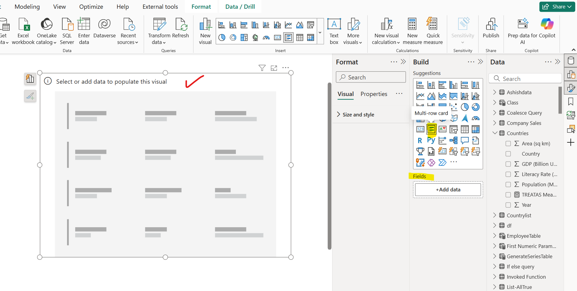Multi-row Card visualization in Power BI