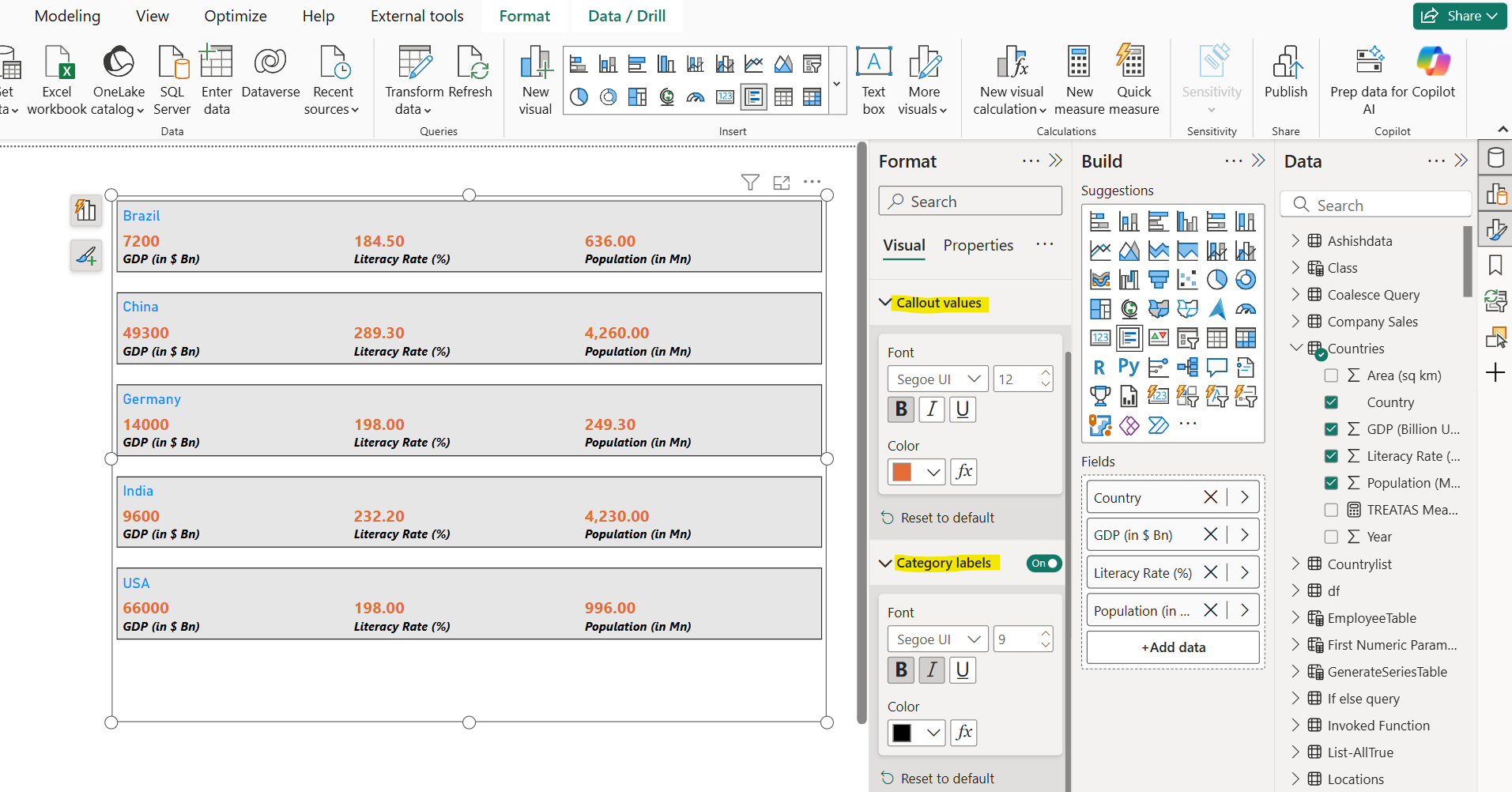 Multi-row Card visualization in Power BI
