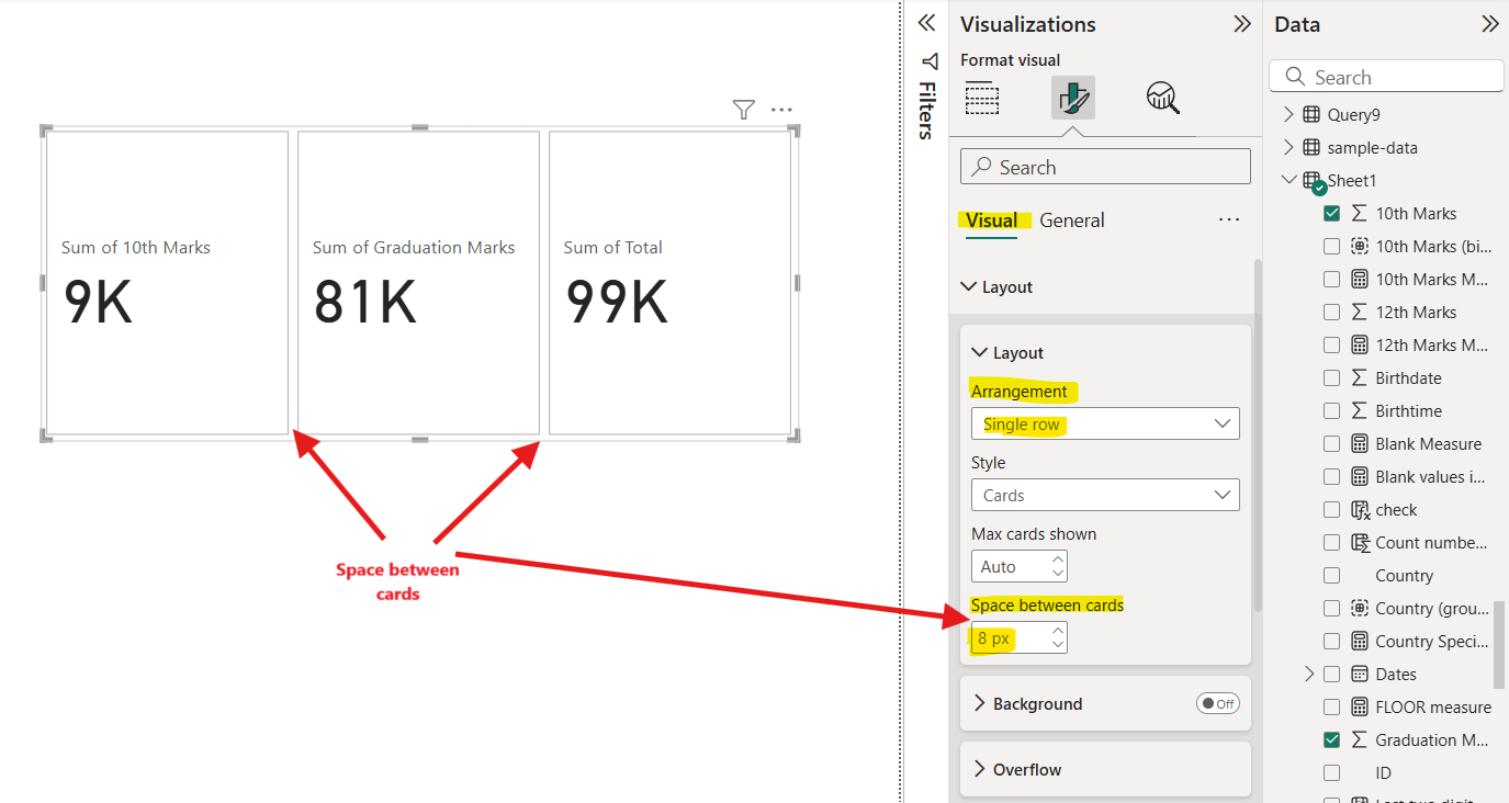 New Card visualization in Power BI