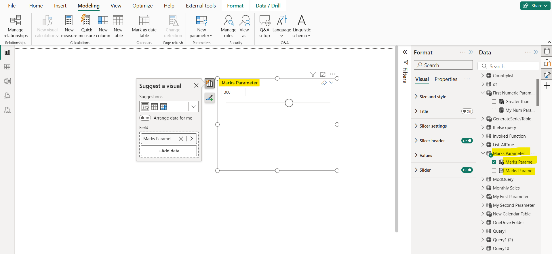 Numeric range parameters in Power BI