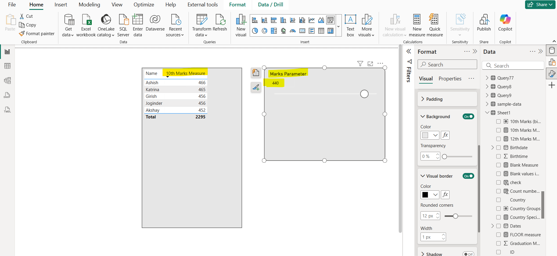 Numeric range parameters in Power BI