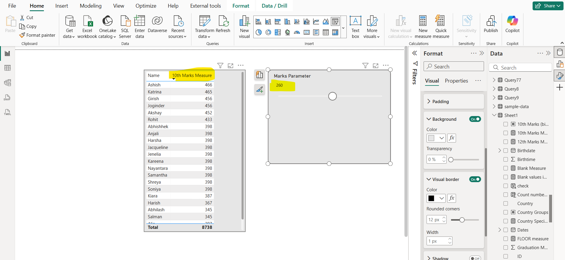 Numeric range parameters in Power BI