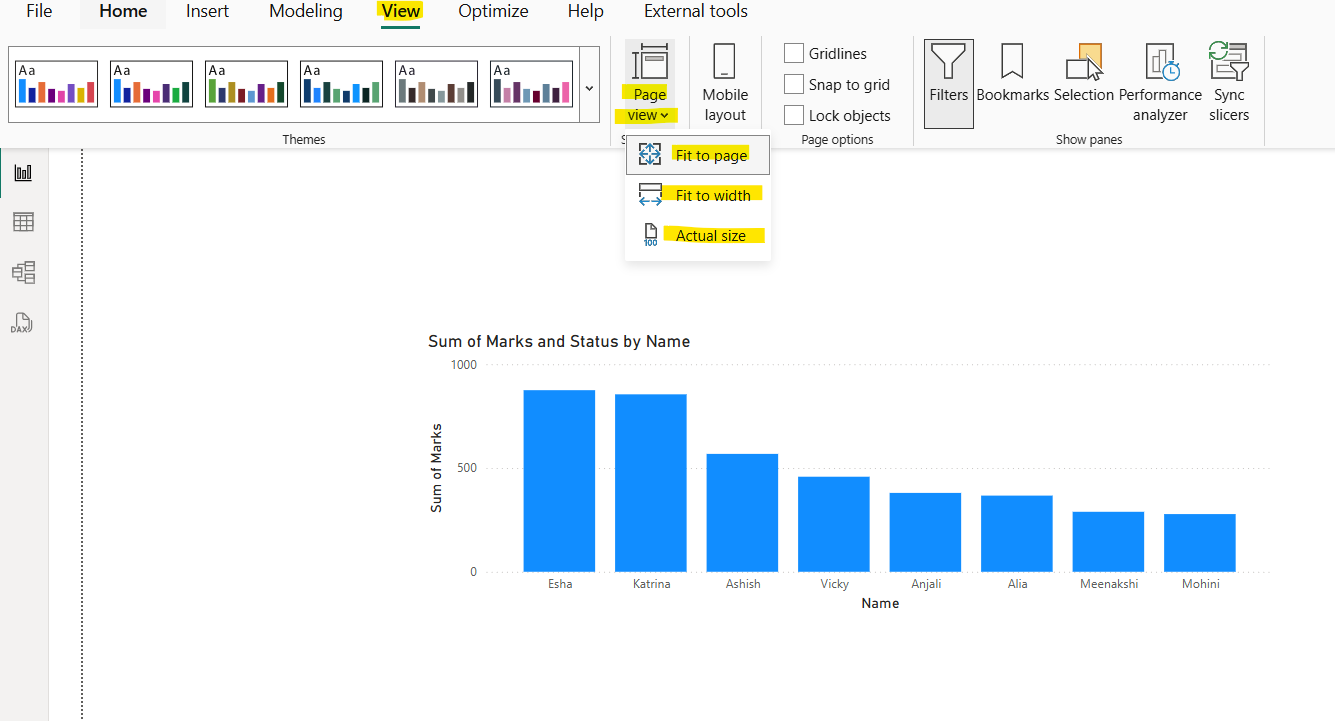 Report Page in Power BI Report Page in Power BI