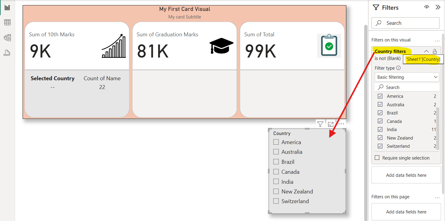Filters Pane in the Power BI
