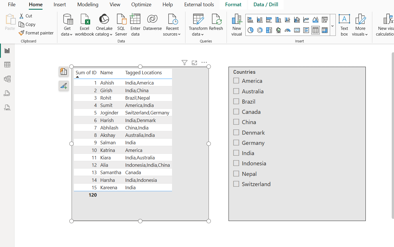 Using a Slicer to Filter Concatenated Column