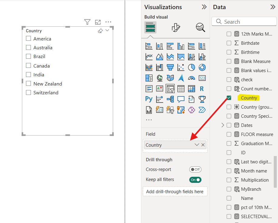 Slicer visual in Power BI