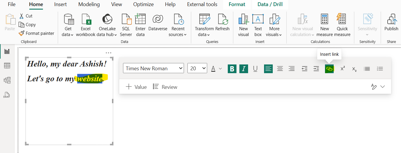 Text box in Power BI