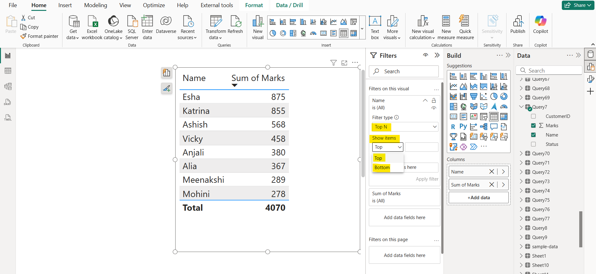 Top N Filter in Power BI