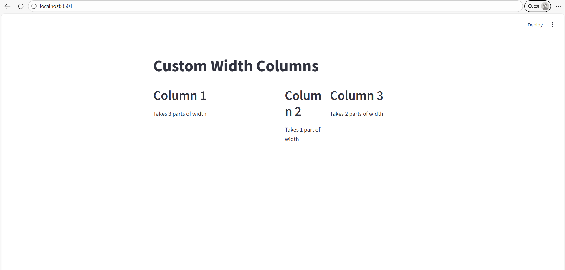 Columns in Streamlit Columns in Streamlit