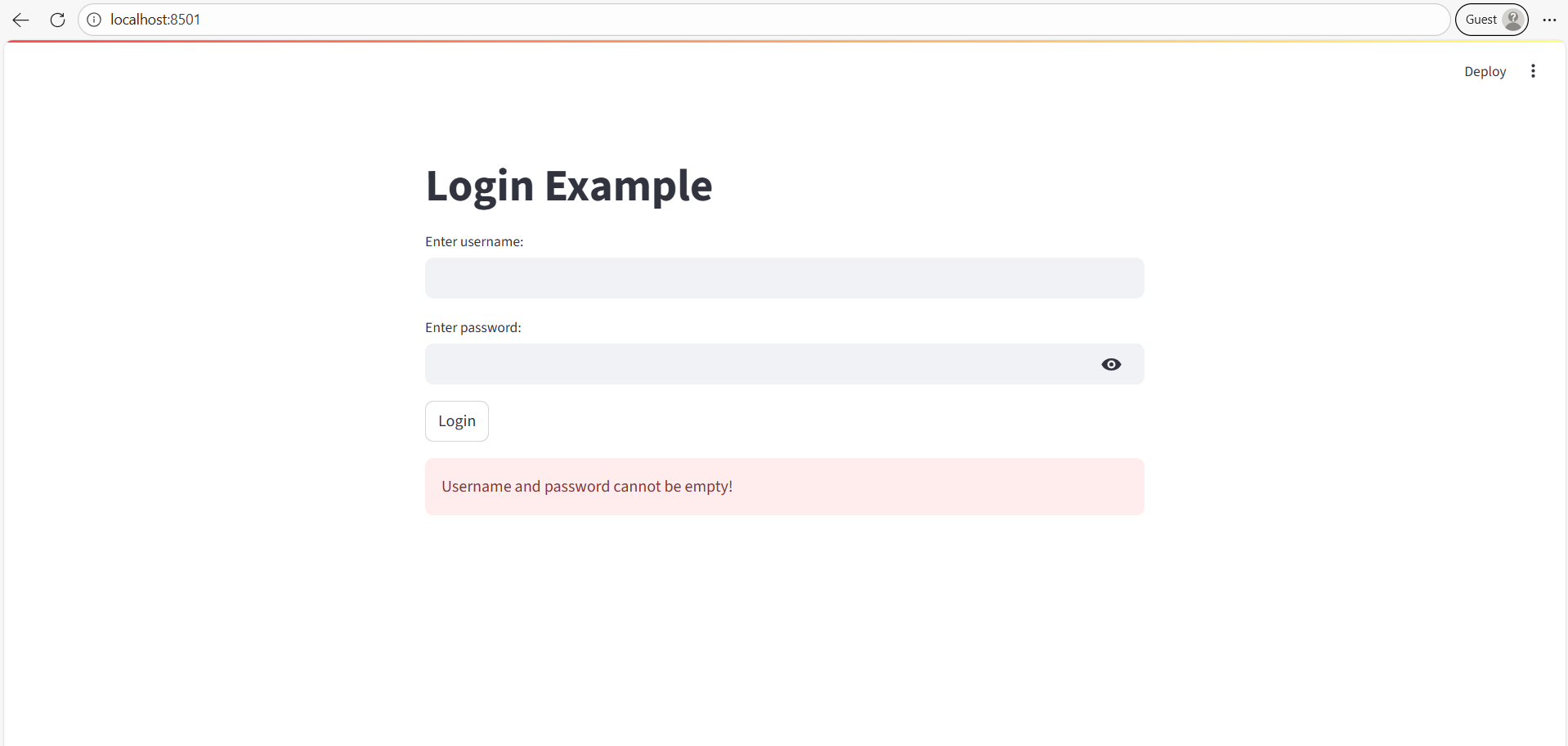 Error method in Streamlit