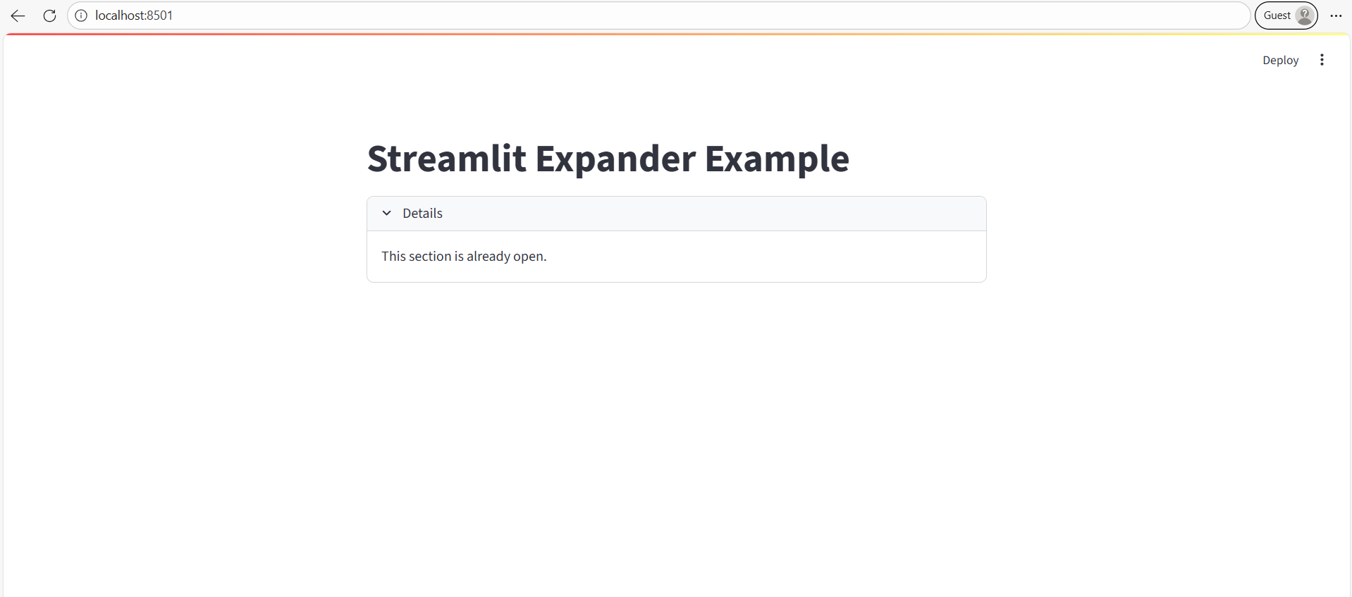 Expander method in Streamlit