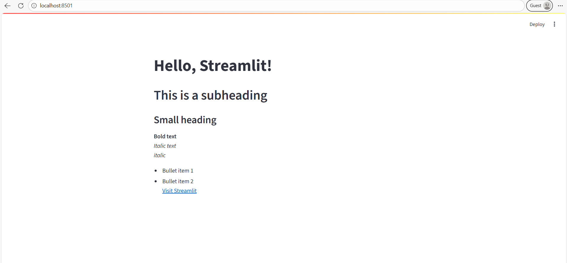 st.markdown method in Streamlit