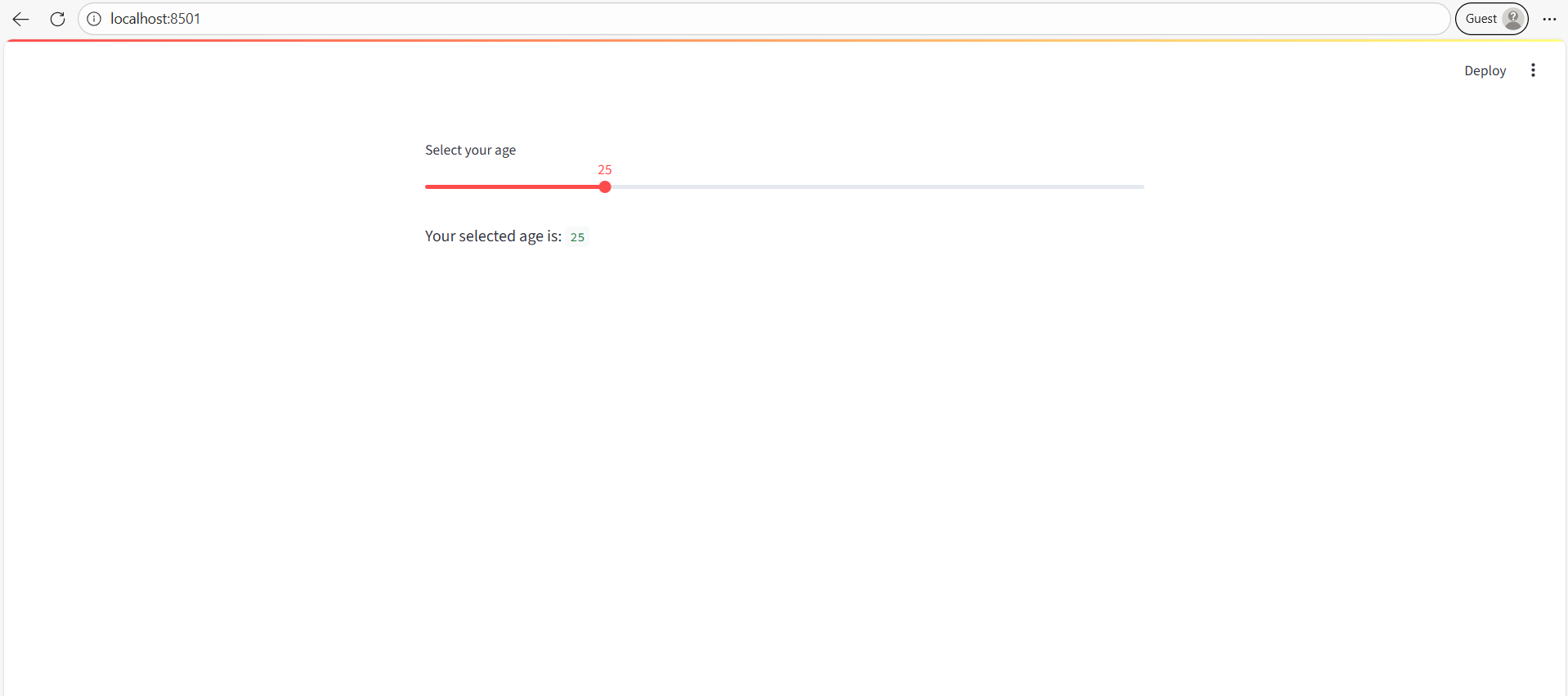 Streamlit slider example